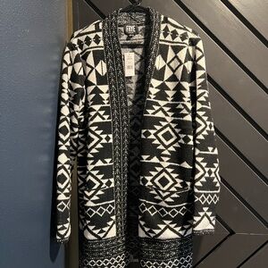 Frye Black & White Aztec Open-Front Cardigan